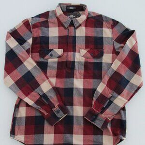 L.O.G.G. Men's Half Zip Cotton Flannel Shirt Size Large